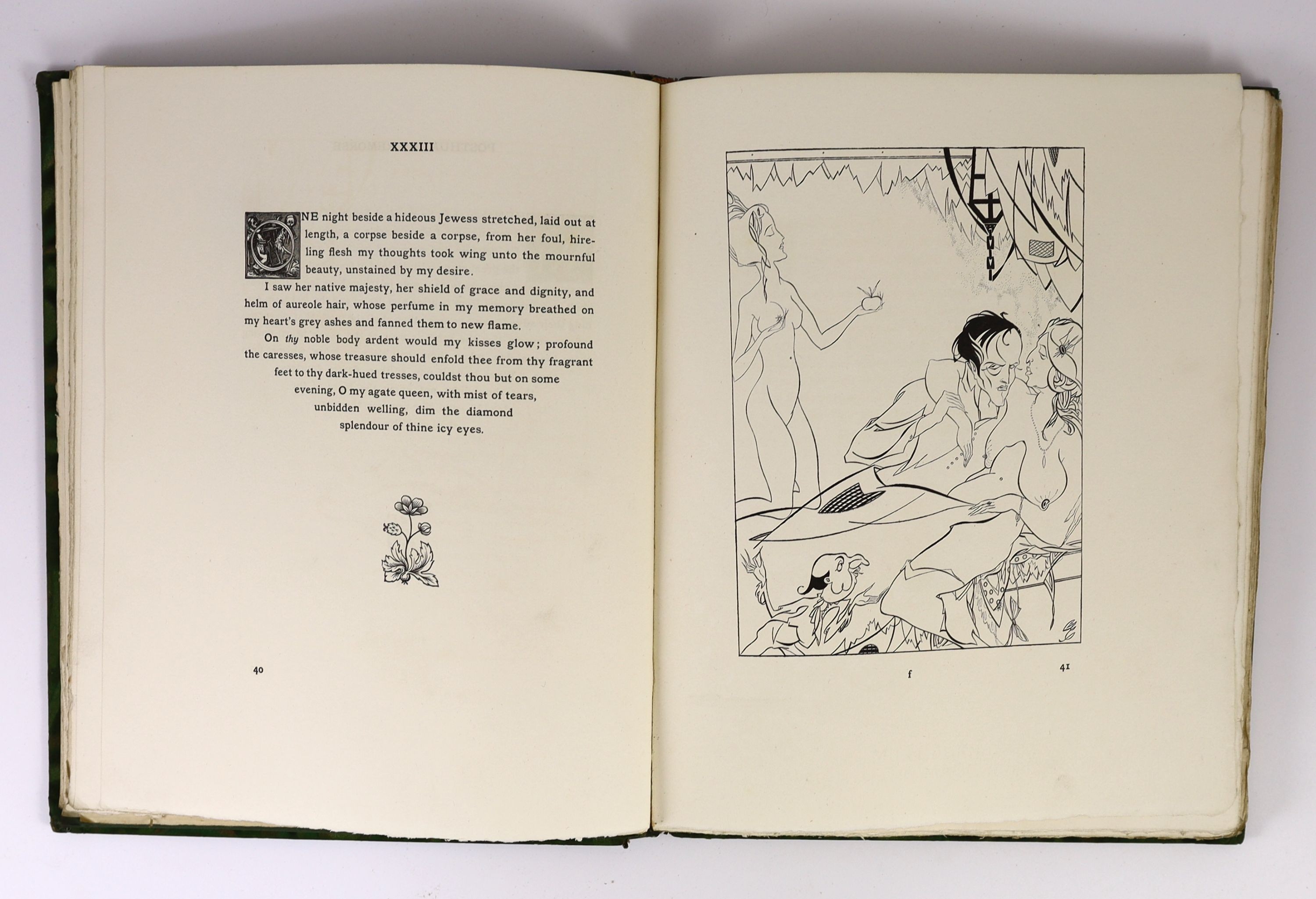 Beresford, Egan and Alcock, C. Bower - Baudelaire: Fleurs du Mal in Pattern and Prose, one of 500, signed by the authors, 4to, patterned felted cloth, The Sophistocles Press and T. Werner Laurie Ltd; London, 1929